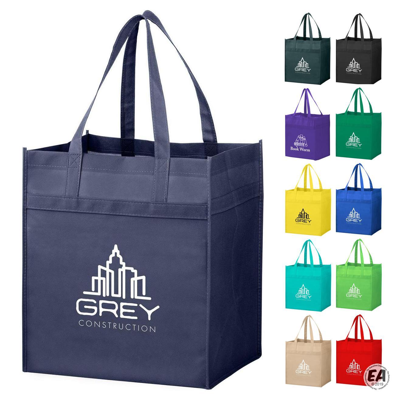 Customized Heavy Duty Non-Woven Grocery Tote Bag with Insert 13x15x10 ...