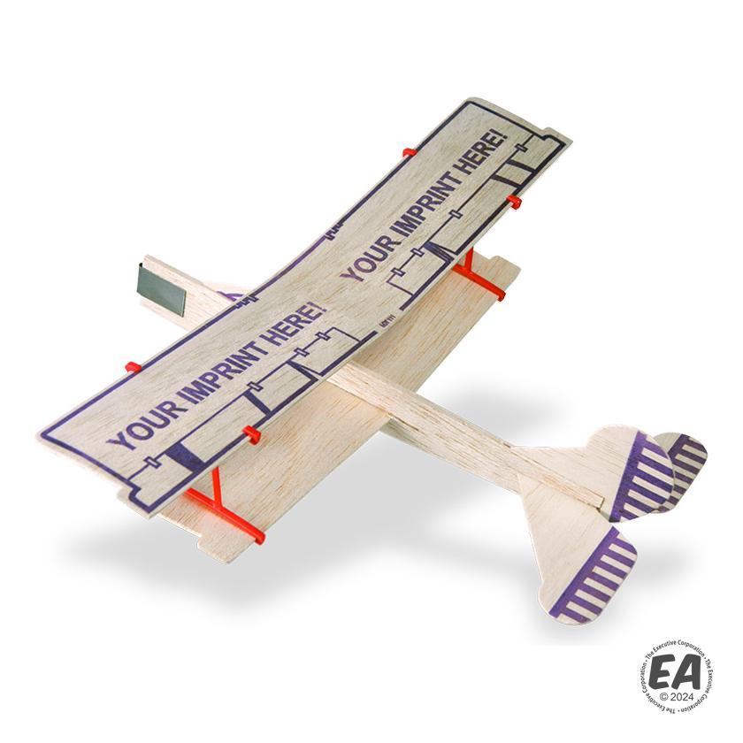 Promotional 12 Balsa Wooden Toy Biplane Glider Custom Airplane