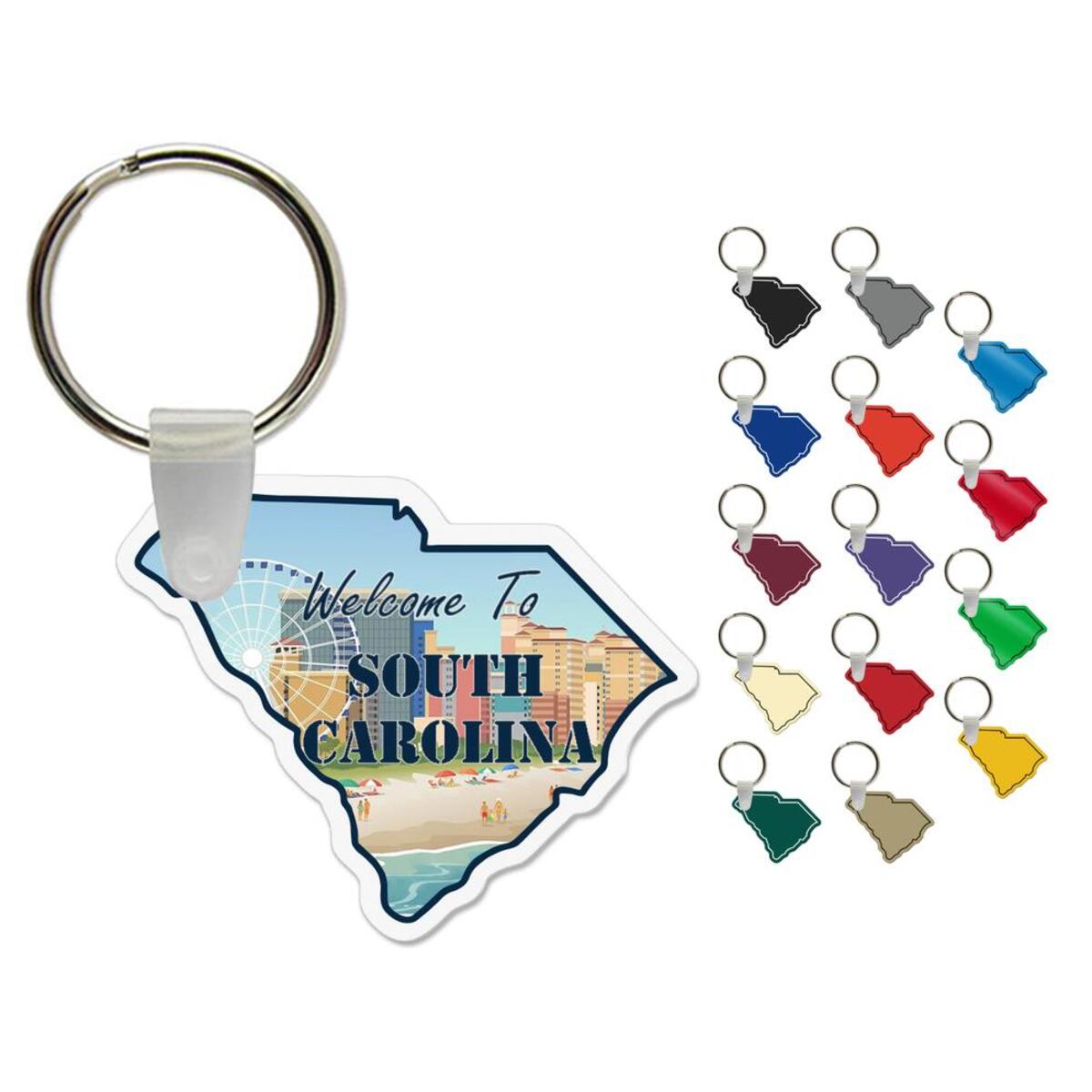 Metal Sc Keychain Customized South Carolina (SC) State Shaped Vinyl Keychain - USA Made ...