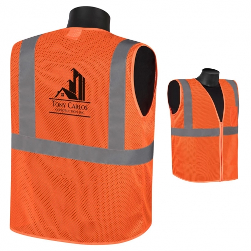Download Branded Class 2 Compliant Orange Mesh Safety Construction Vest Customized Safety Vest Custom Class 2 Compliant Orange Mesh Safety Construction Vest From Executive Advertising