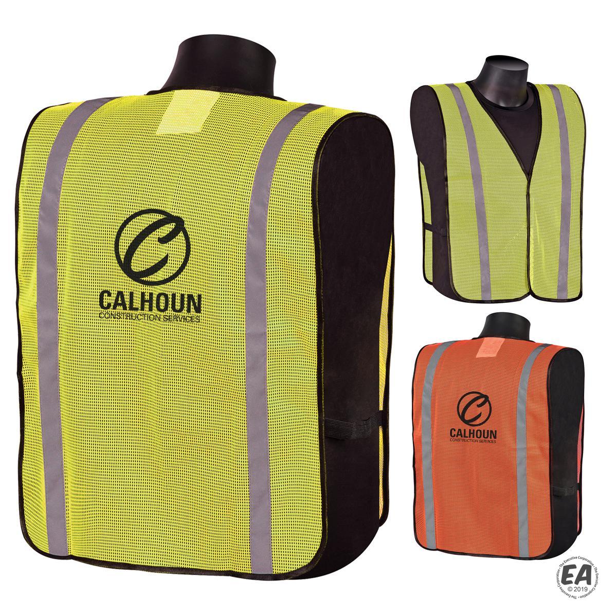 Promotional Mesh Safety Vest with Reflective Stripes Safety Green or