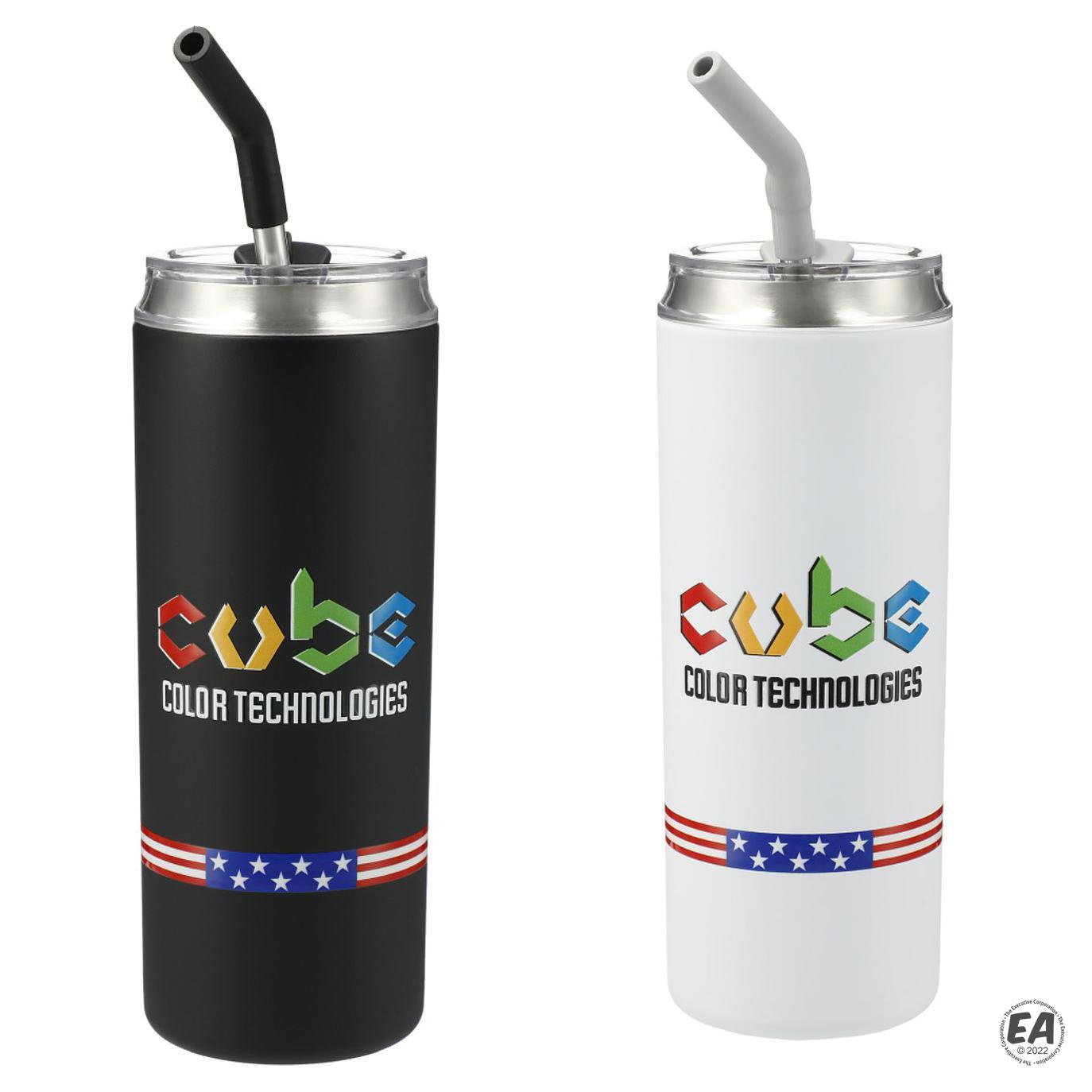 Promotional Marka Copper Vacuum Tumbler with SS Straw 20 oz Flag ...