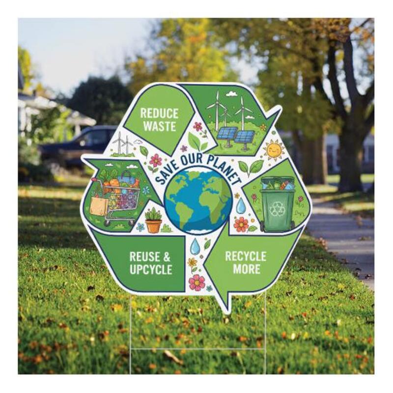 Custom Recylce Sign Customized 20x20 Recycle Shaped Full Color Yard Signs - Double Side ...
