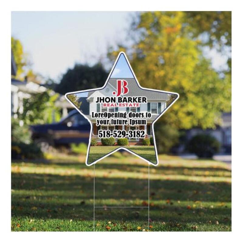 Customized 20x20 Star Shaped Full Color Yard Signs - Single Side ...