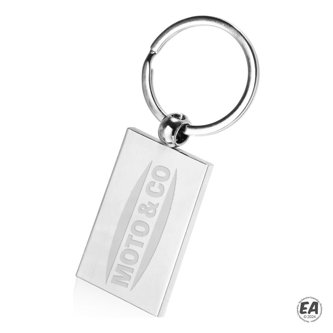 Branded Silver Rectangle Keychain | Promotional Keychains | Customized ...