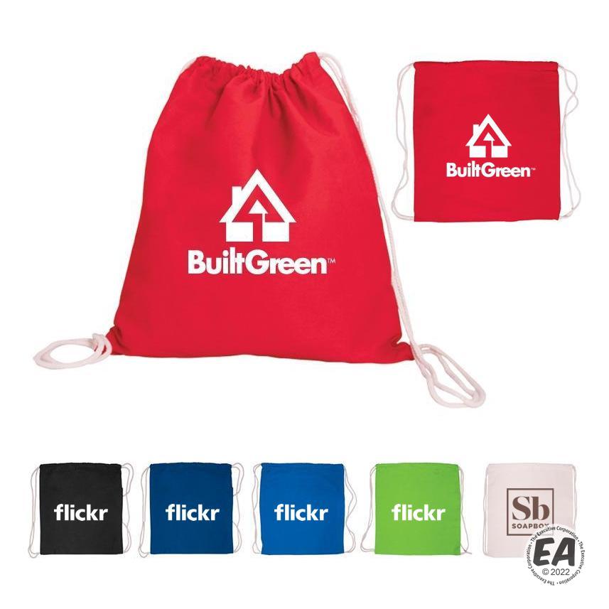 Promotional Natural 5 oz Cotton Canvas Drawstring Backpack Customized