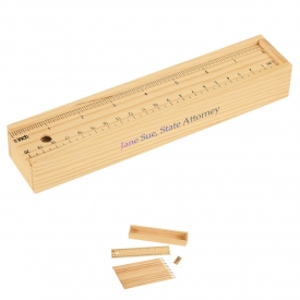 Colored Pencil Set In Wooden Ruler Box
