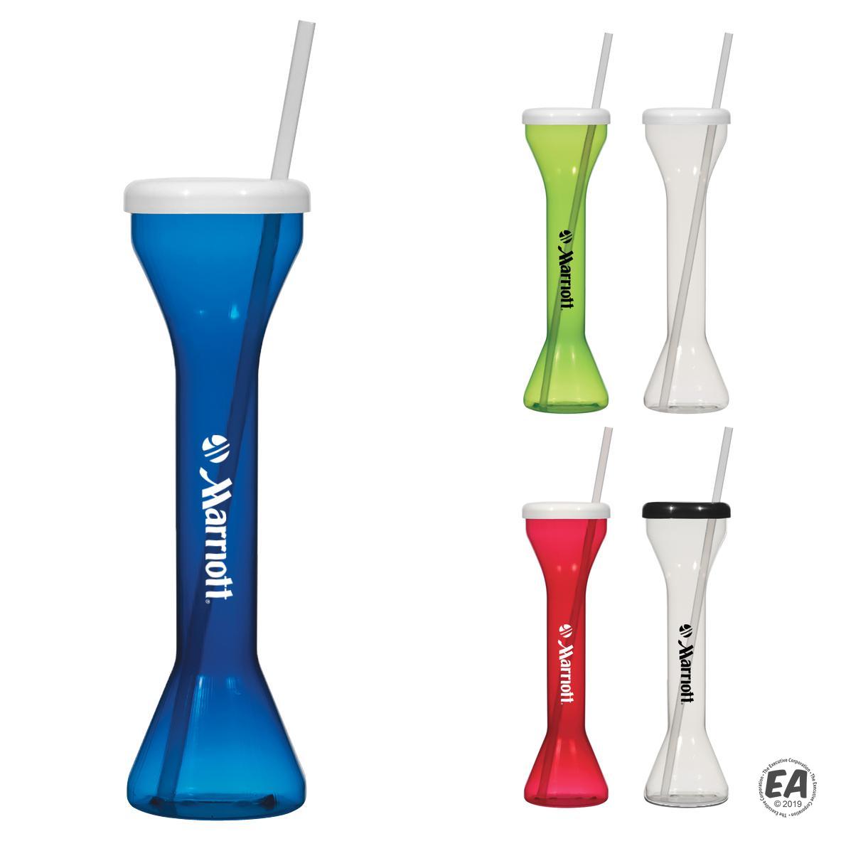 Customized 18 oz. Yard Cup With Straw Branded Straw Tumblers
