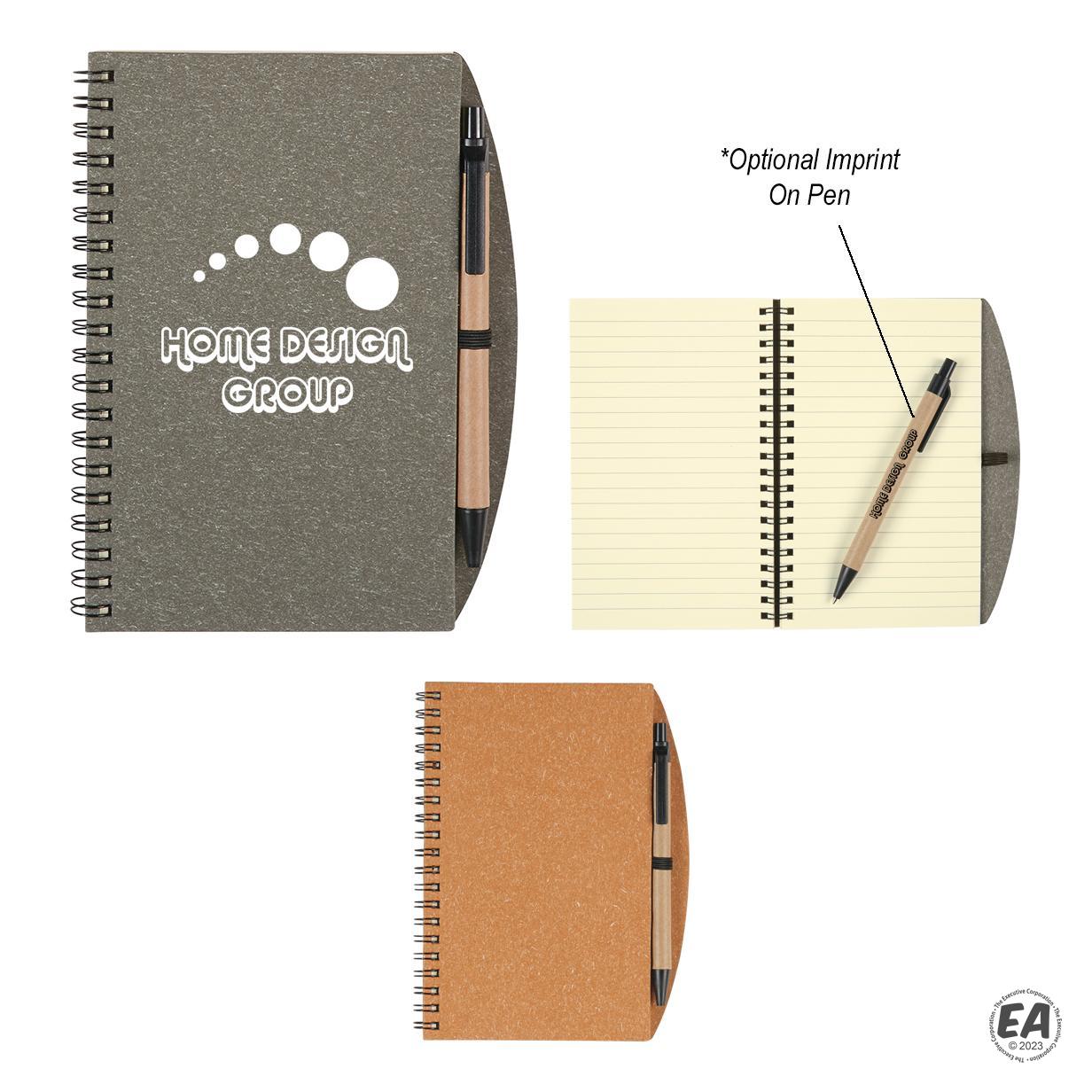 Customized 5x7 EcoInspired Spiral Notebook & Pen Custom Notebook Pen