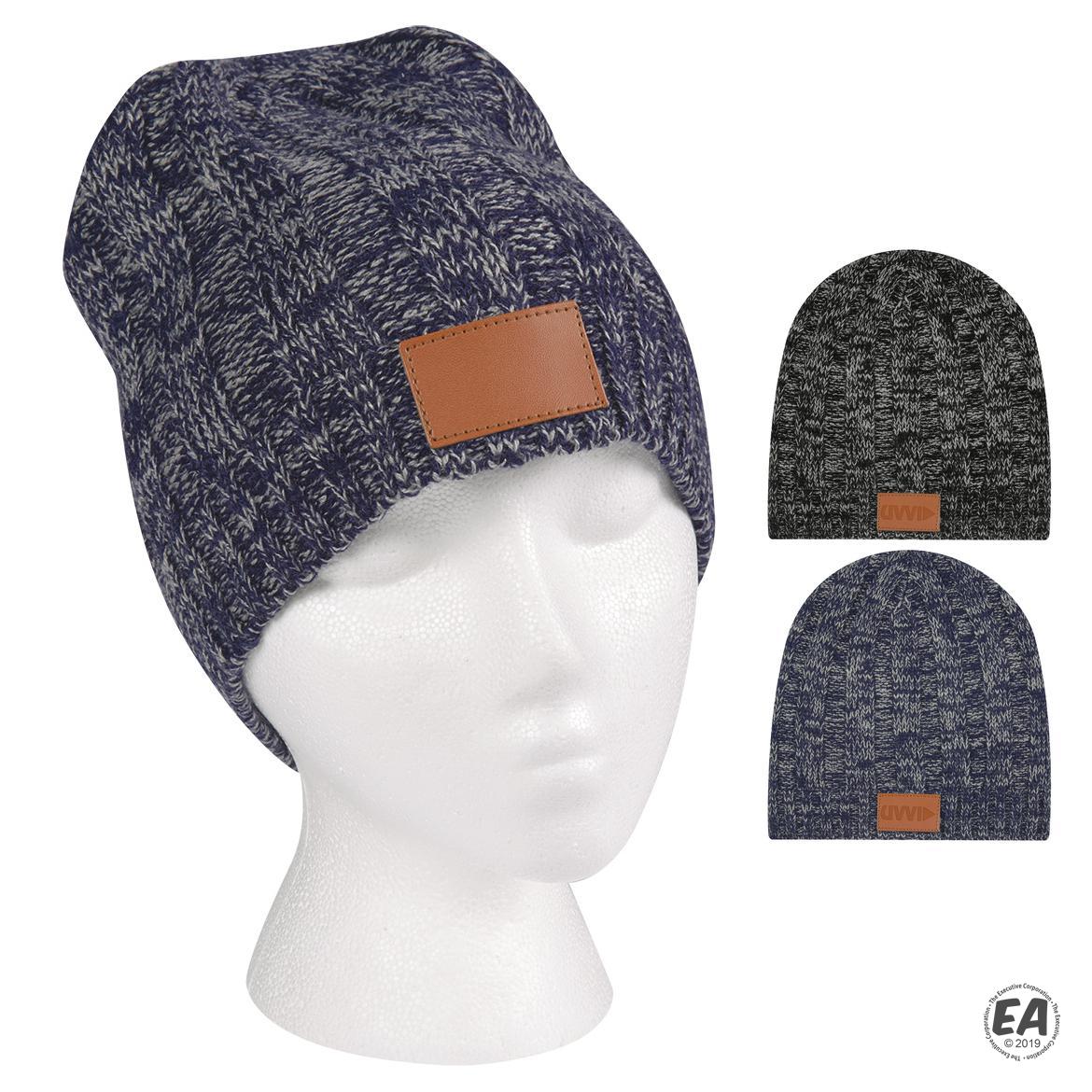 Promotional Knit Beanie with Leather Tag Customized Beanies Custom