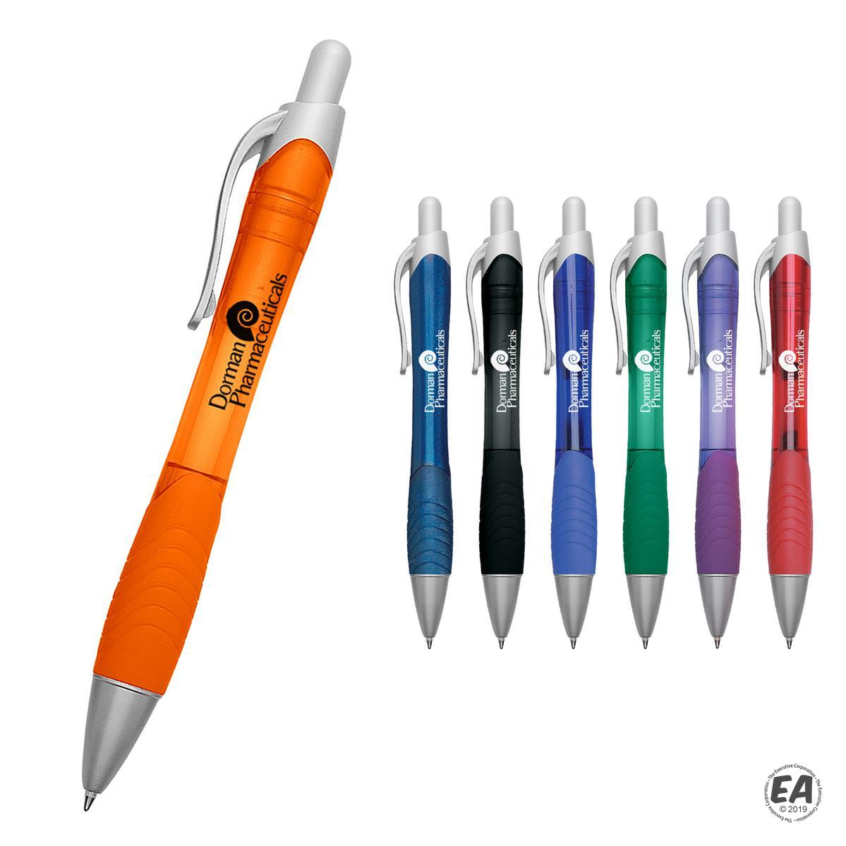 Custom Rio Ball Point Pen with Contoured Rubber Grip Customized Click