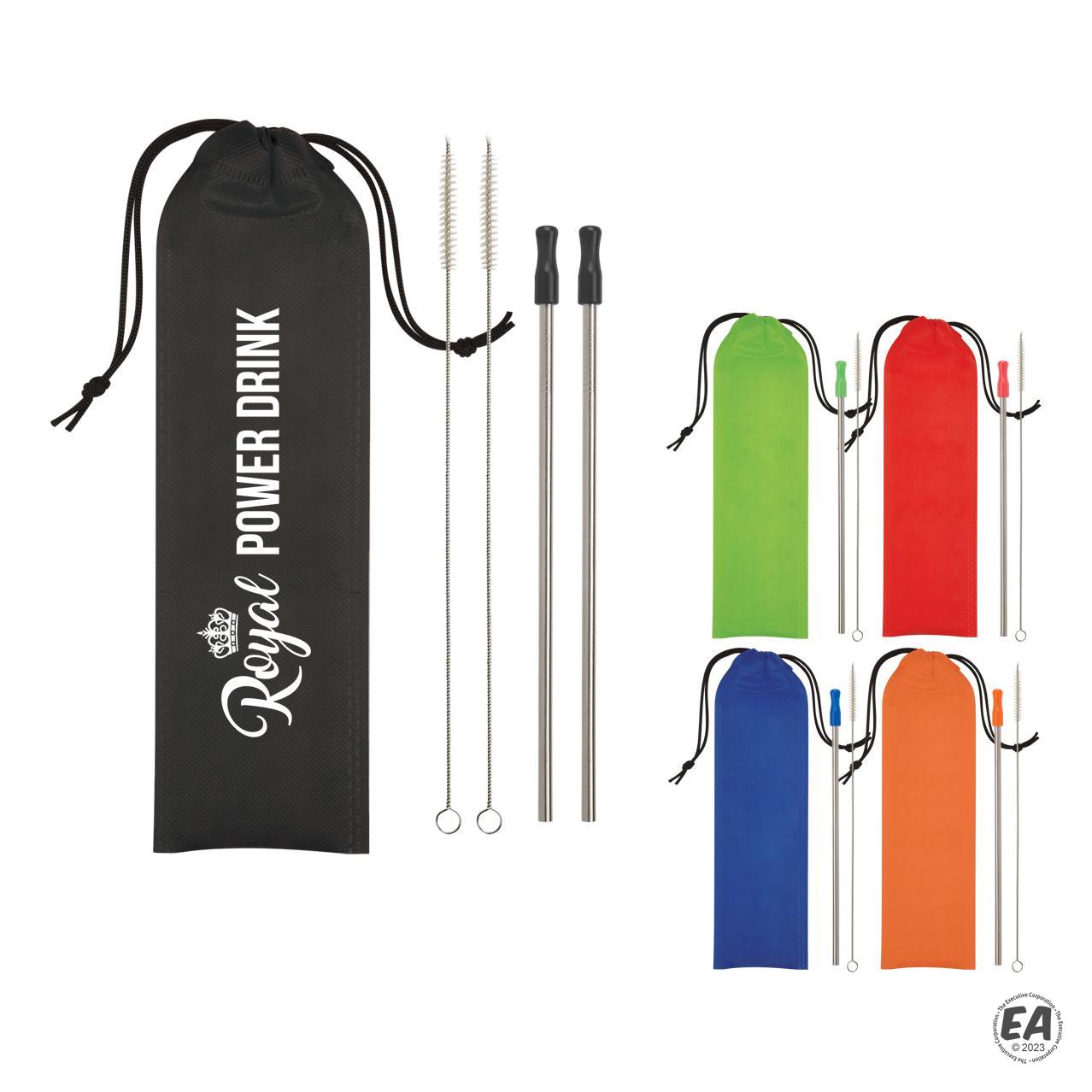 Promotional 2Pack Stainless Steel Straw Kit Customized Metal Straw