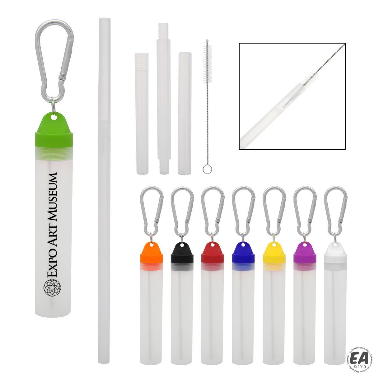 Customized Buildable Straw Kit In Travel Case Promotional Plastic