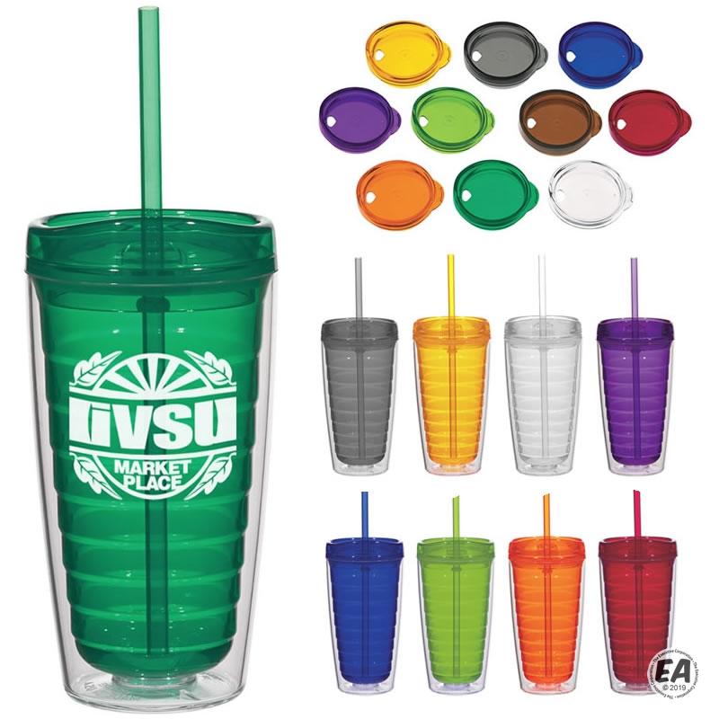 Promotional 16 oz. Econo Double Wall Straw Tumbler Branded Acrylic