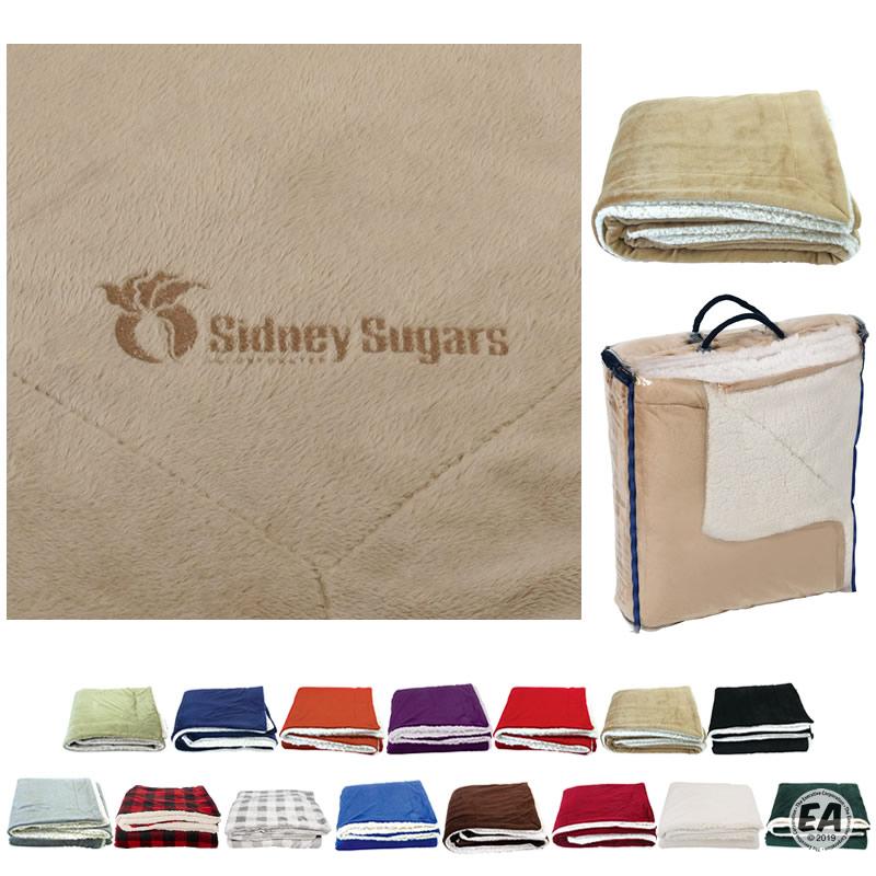 Branded 50x60 Sherpa Winter Blanket Customized Blankets Promotional