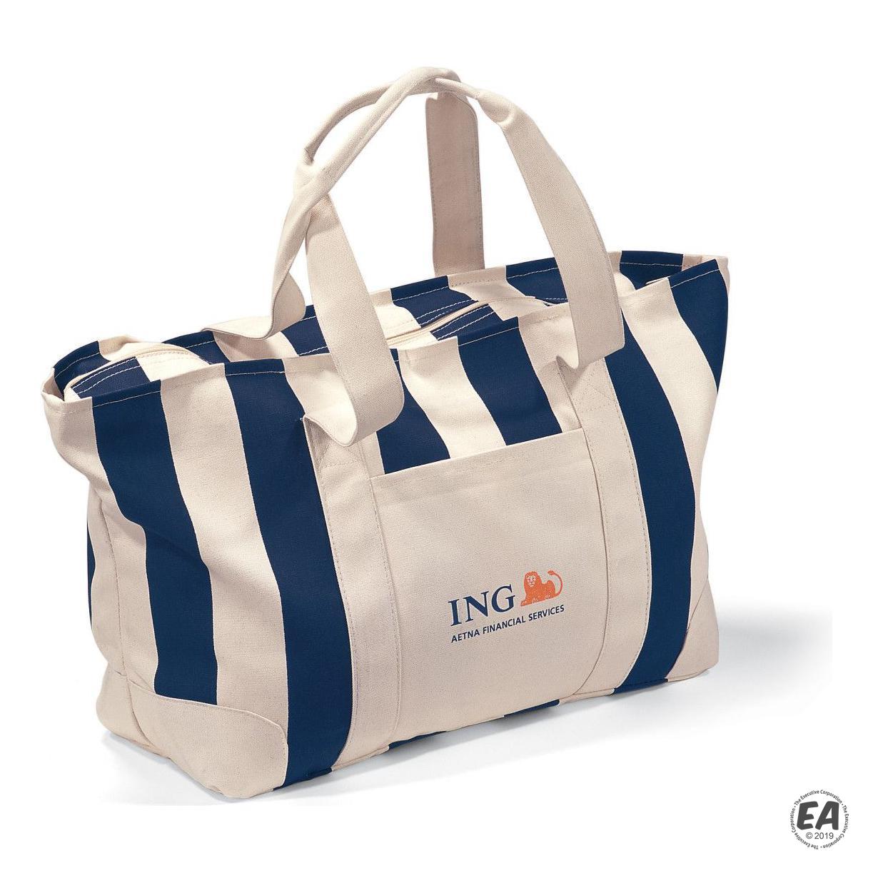 Custom Large Striped Zippered Cotton Canvas Tote | Customized Canvas ...