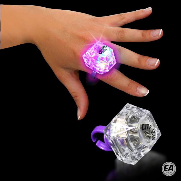 Branded Lighted Blinking Jewel Ring Customized Glow Jewlery