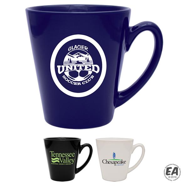 Customized 12 Cafe Ceramic Coffee Mug Promotional Cafe