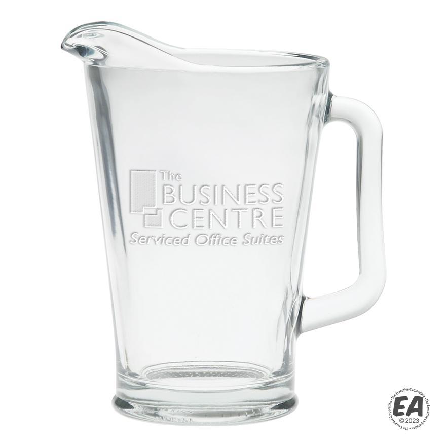Desktop Pitcher Custom 60 oz. Glass Pitcher with Deep Etching | Customized Glassware ...
