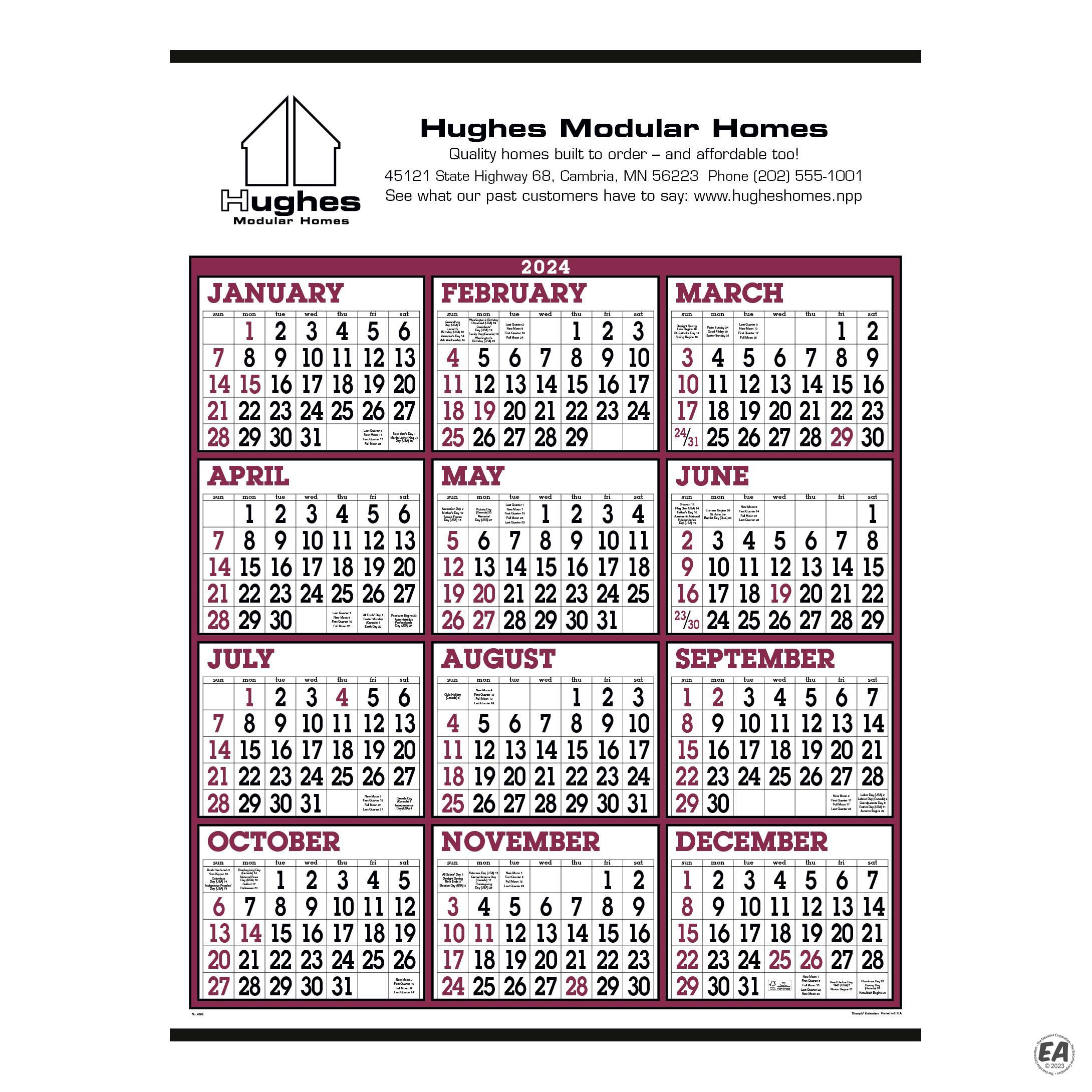 Promotional Big Numbers 22x29 Span-A-Year Calendar | Customized ...