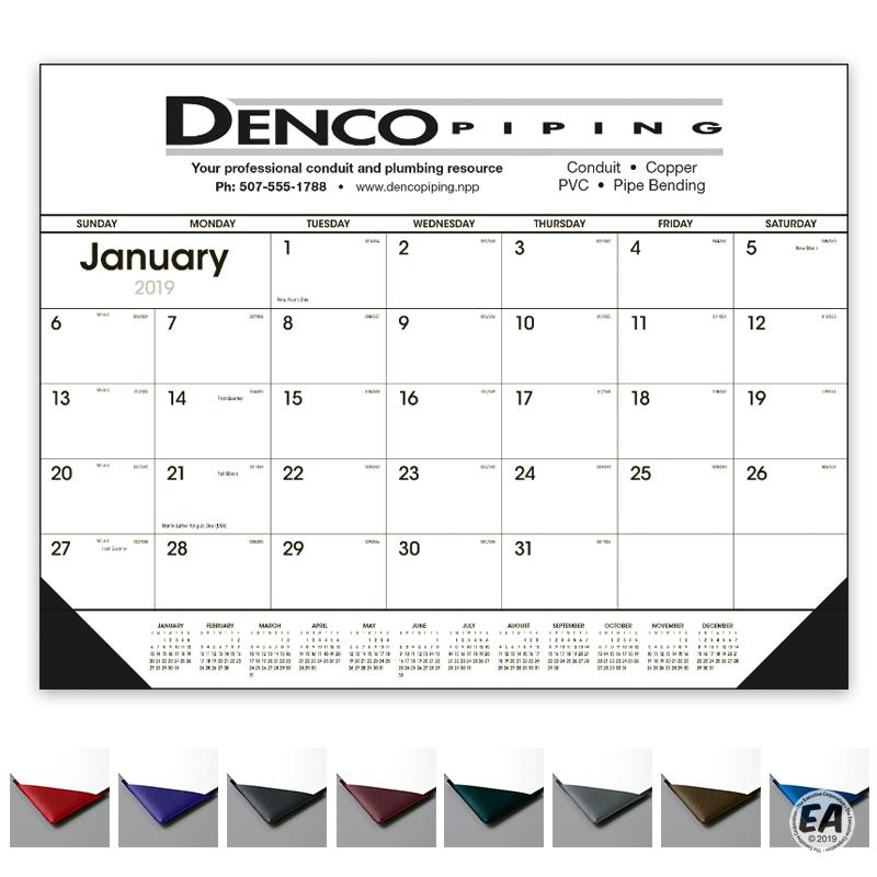 Custom Black & White Desk Pad Calendar with Vinyl Corners | Customized ...