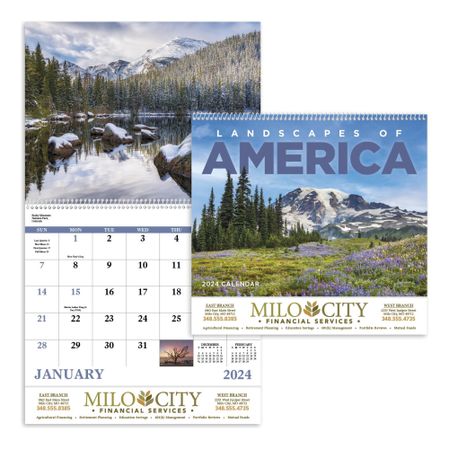 Landscapes of America English Spiral Calendar