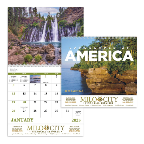 Landscapes of America English Spiral Calendar