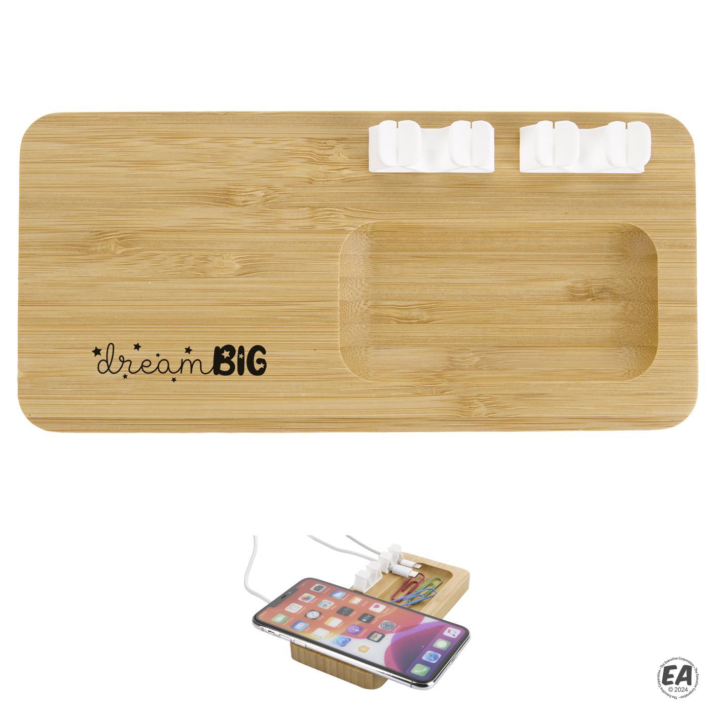 Promotional Bamboo 10W Wireless Charging Pad with Cable Organizer ...