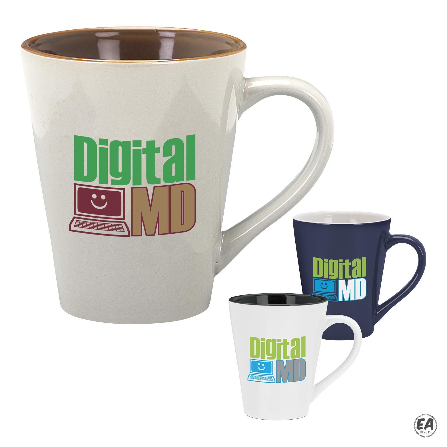 Customized 14 oz. Designer TwoTone Cafe Mug Promotional Coffee Mugs