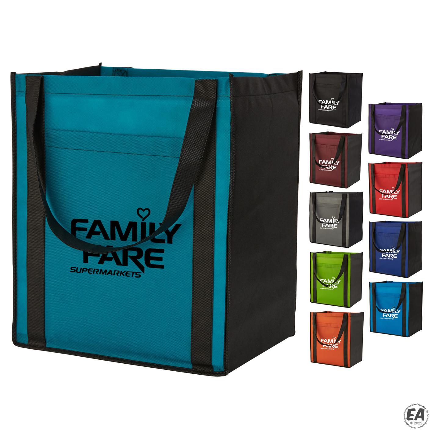 Customized Large NonWoven Grocery Tote Bag with Pocket Custom