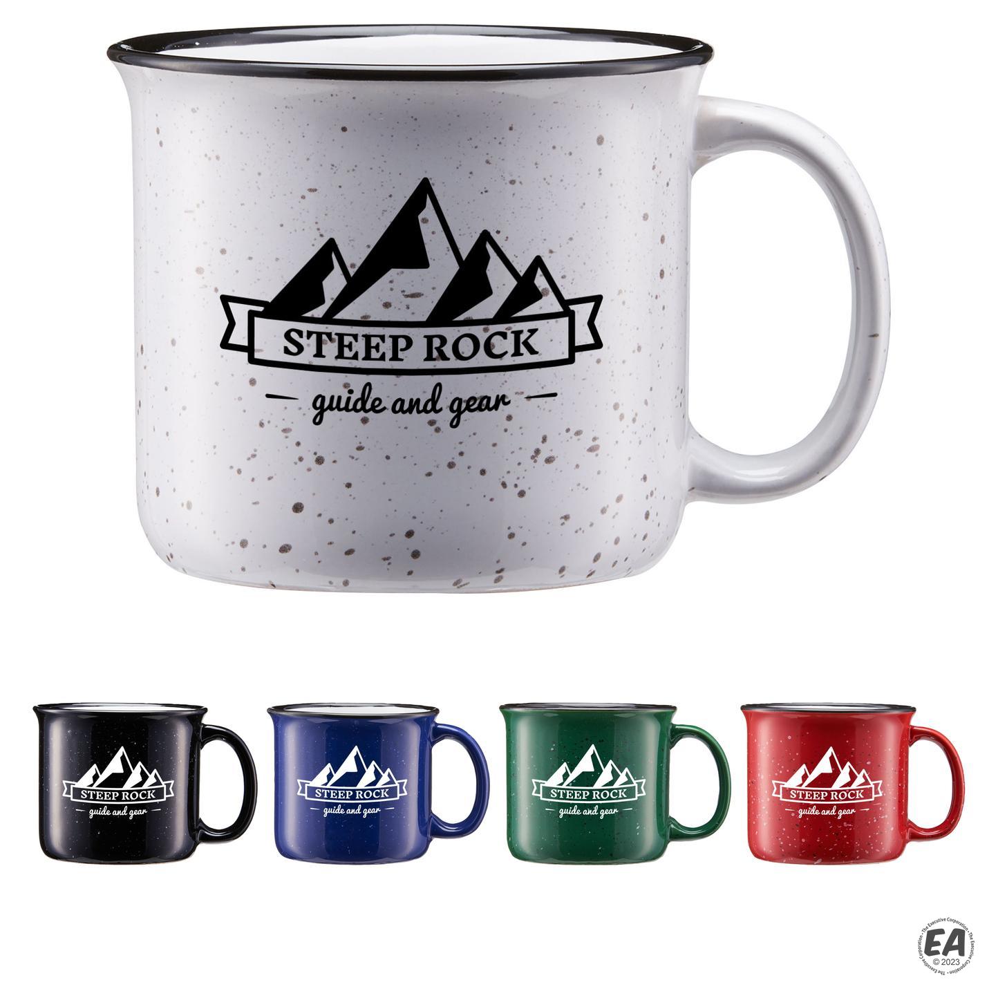 Promotional 15 oz. SpeckleIt Ceramic Camping Mug Customized Deep